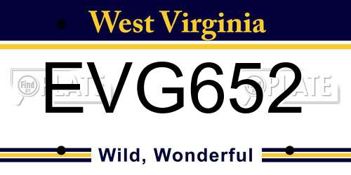 EVG652 West Virginia License Plate