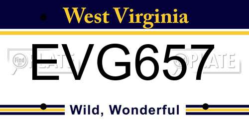 EVG657 West Virginia License Plate
