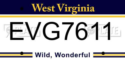 EVG7611 West Virginia License Plate