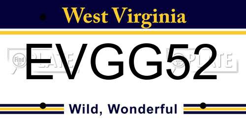 EVGG52 West Virginia License Plate