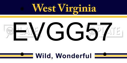 EVGG57 West Virginia License Plate