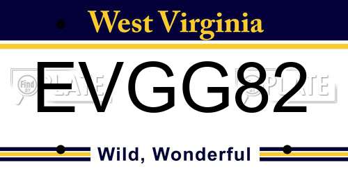 EVGG82 West Virginia License Plate