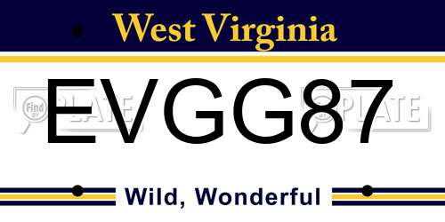 EVGG87 West Virginia License Plate