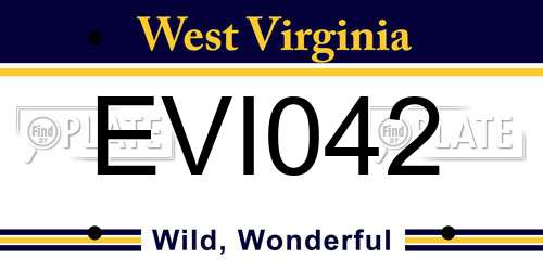 EVI042 West Virginia License Plate