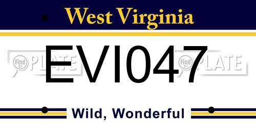 EVI047 West Virginia License Plate