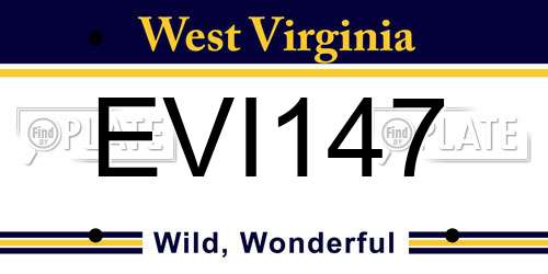 EVI147 West Virginia License Plate