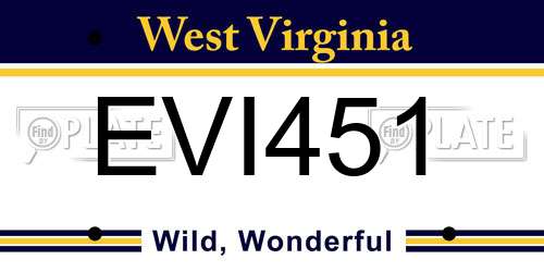 EVI451 West Virginia License Plate