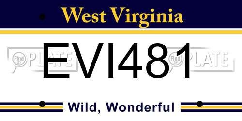 EVI481 West Virginia License Plate