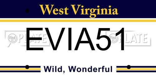 EVIA51 West Virginia License Plate