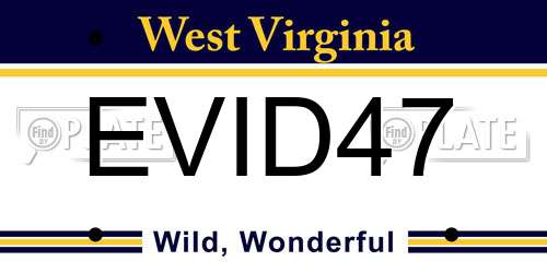 EVID47 West Virginia License Plate