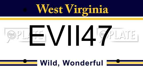 EVII47 West Virginia License Plate