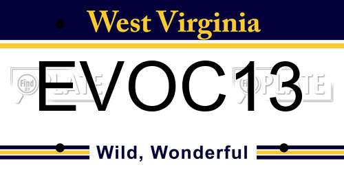 EVOC13 West Virginia License Plate