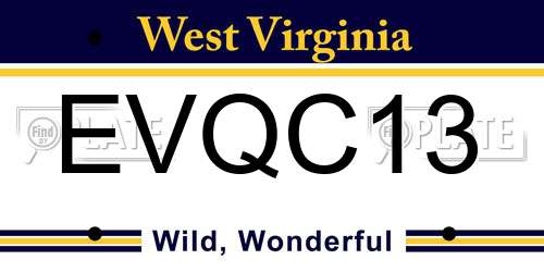 EVQC13 West Virginia License Plate