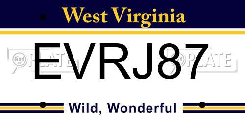 EVRJ87 West Virginia License Plate