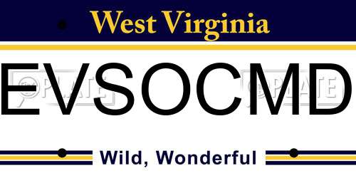 EVSOCMD West Virginia License Plate