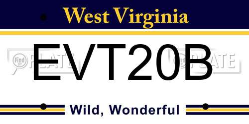 EVT20B West Virginia License Plate