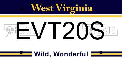 EVT20S West Virginia License Plate