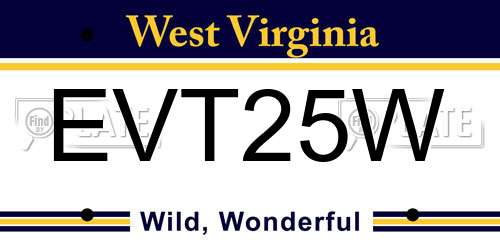 EVT25W West Virginia License Plate