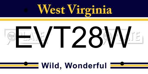 EVT28W West Virginia License Plate