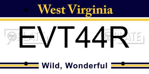 EVT44R West Virginia License Plate