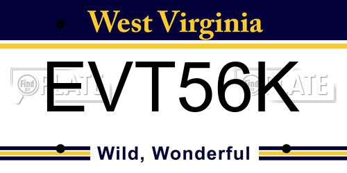 EVT56K West Virginia License Plate