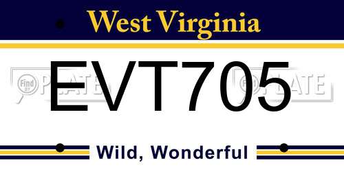 EVT705 West Virginia License Plate
