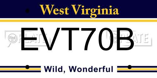 EVT70B West Virginia License Plate