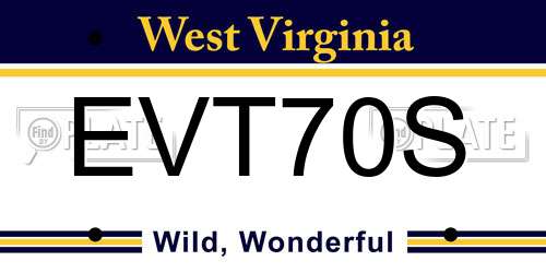 EVT70S West Virginia License Plate