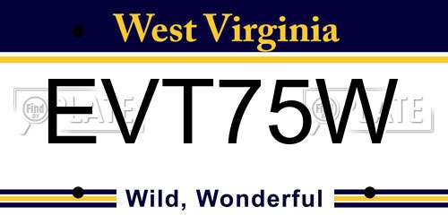 EVT75W West Virginia License Plate