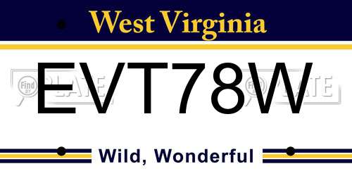 EVT78W West Virginia License Plate