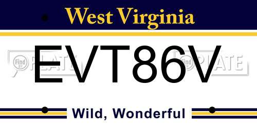 EVT86V West Virginia License Plate