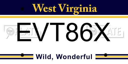 EVT86X West Virginia License Plate