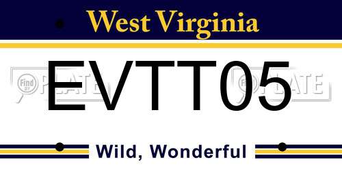 EVTT05 West Virginia License Plate