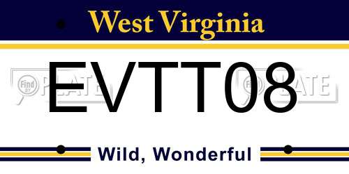 EVTT08 West Virginia License Plate