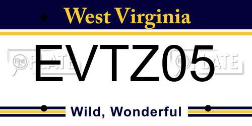 EVTZ05 West Virginia License Plate