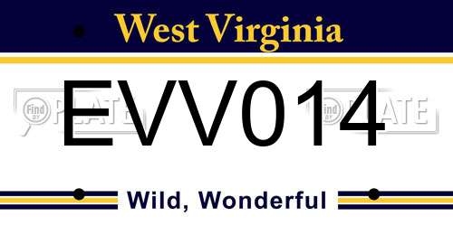 EVV014 West Virginia License Plate