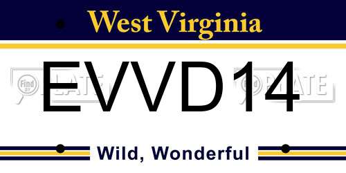 EVVD14 West Virginia License Plate