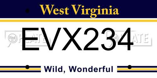 EVX234 West Virginia License Plate