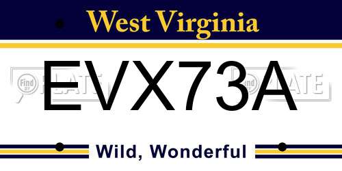 EVX73A West Virginia License Plate