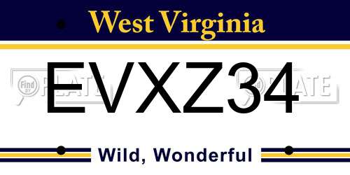 EVXZ34 West Virginia License Plate