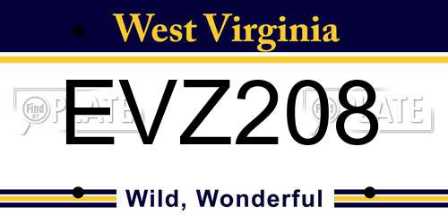 EVZ208 West Virginia License Plate