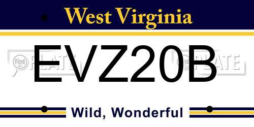 EVZ20B West Virginia License Plate