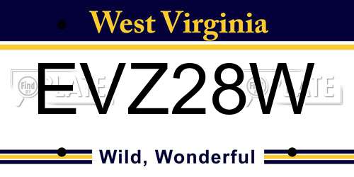 EVZ28W West Virginia License Plate