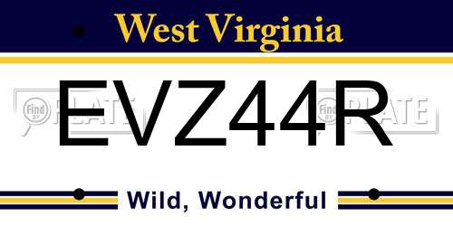 EVZ44R West Virginia License Plate