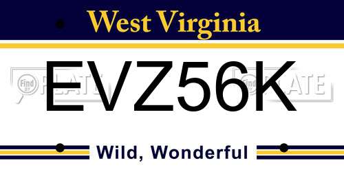 EVZ56K West Virginia License Plate