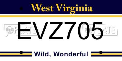 EVZ705 West Virginia License Plate