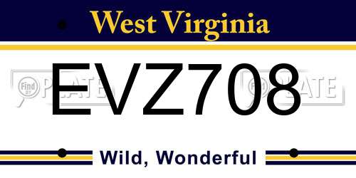 EVZ708 West Virginia License Plate