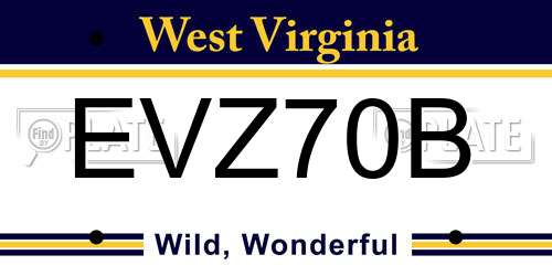 EVZ70B West Virginia License Plate