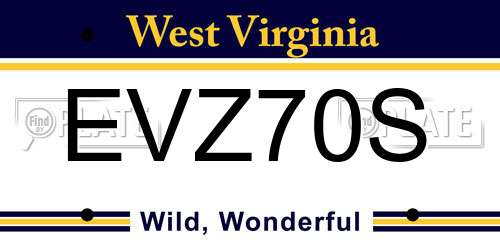 EVZ70S West Virginia License Plate