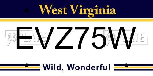 EVZ75W West Virginia License Plate